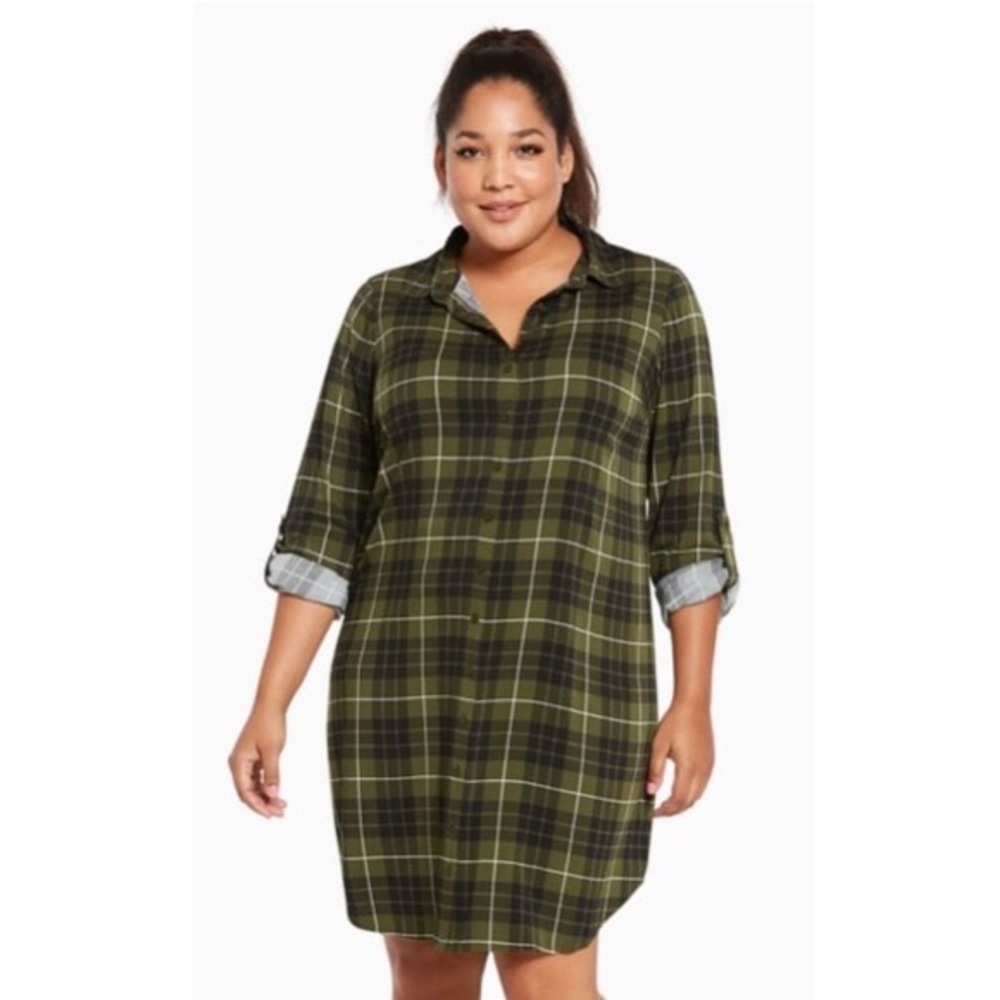 Torrid olive plaid dress!